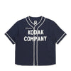 KODAK Company Seersucker Baseball Short Sleeve Shirt - Navy