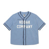 KODAK Company Seersucker Baseball Short Sleeve Shirt - Sky Blue