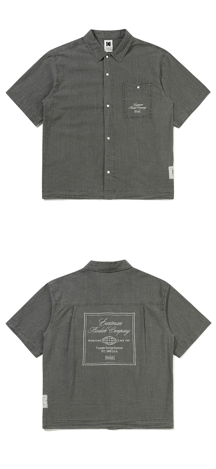 KODAK Company Cotton Seersucker Short Sleeve Shacket