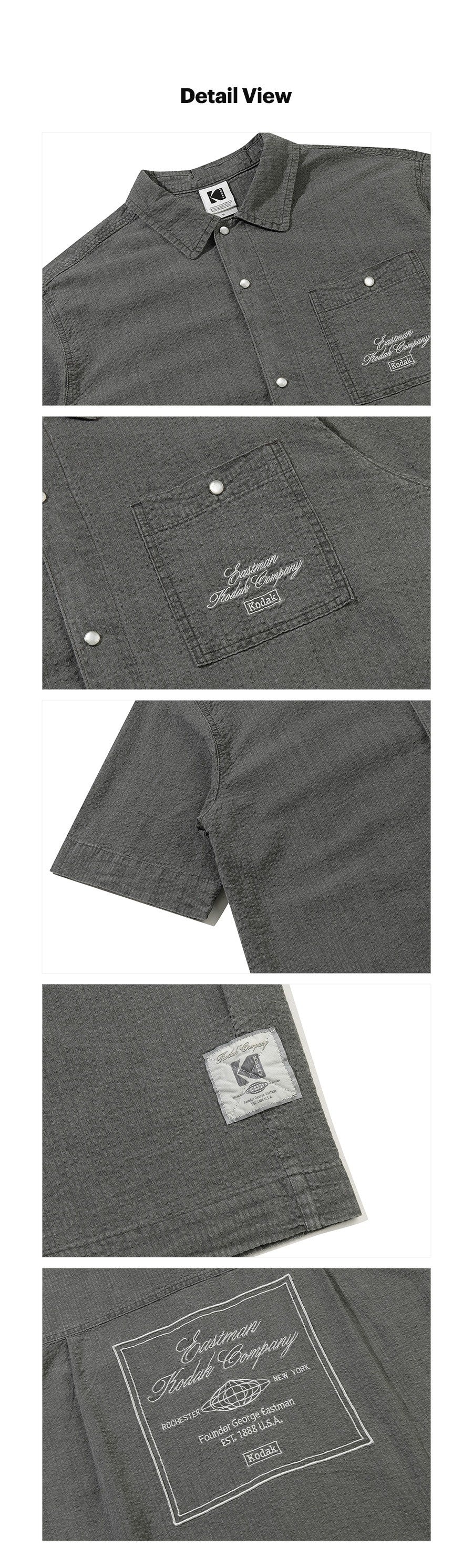 KODAK Company Cotton Seersucker Short Sleeve Shacket