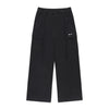 Mesh Texture String Wide Straight Pants - Black