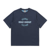 Arch Letter Two-Tone Short Sleeve T-Shirt - Navy