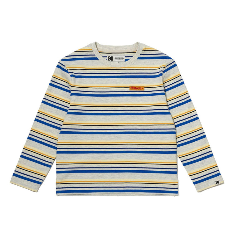 [Kids] Essential | Rainbow Stripe Cotton Relaxed Long Sleeve T-Shirt