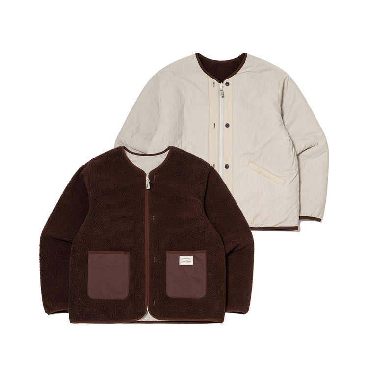 Brownie | Reversible Collarless Anti-Crease Fleece Pleated Jacket
