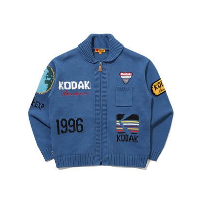 Gold Moment Multi Jacquard Knit Zip-Up Jacket