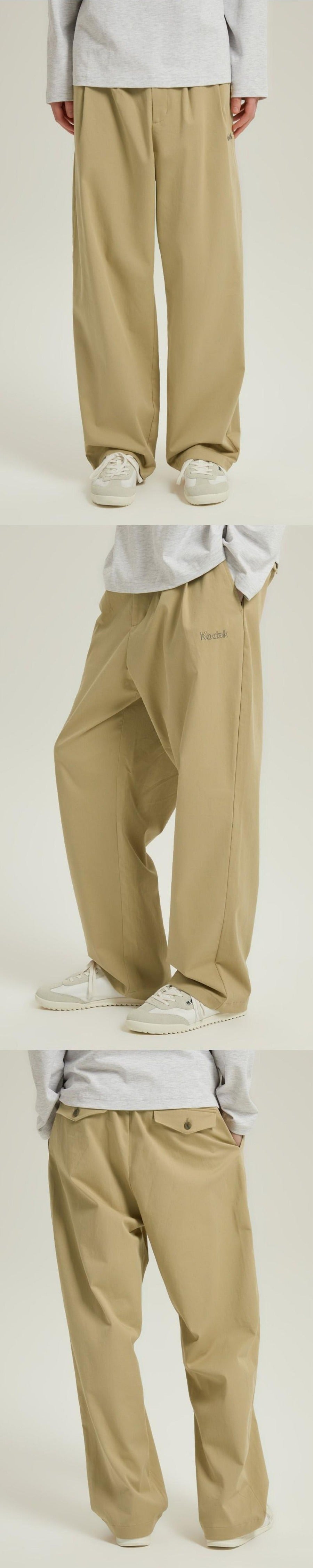 Gold Moment Tuck Wide Cotton Pants
