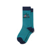 Graphic Crew Length Colour Blocking Socks - Green