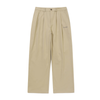 Gold Moment Tuck Wide Cotton Pants - Beige