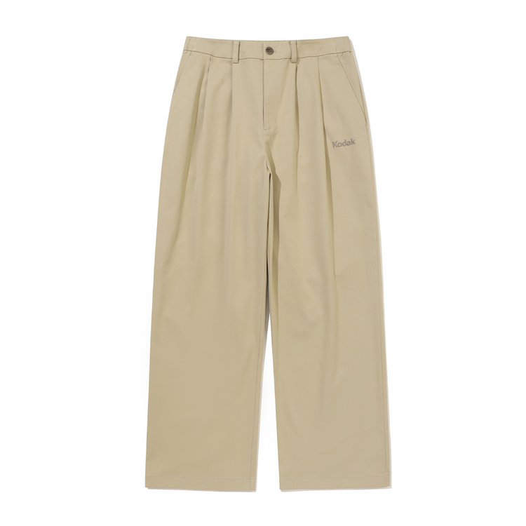Gold Moment | Structured Pintuck Cotton Elastic-Waist Wide Trousers