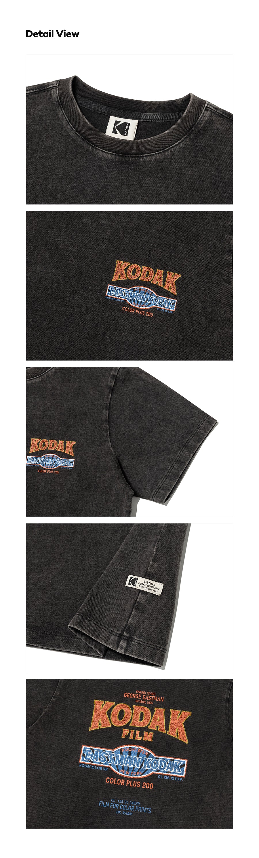 KODAK [Women] Color Plus 200 | Snow Wash Graphic Short Sleeve T-Shirt — HQ detail photography