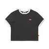 [Women] Breeze Pop | Logo Graphic Short Sleeve Ringer T-Shirt - Charcoal