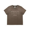 [Women] Flash Blur | Flash Washing Lettering Graphic Semi-Cropped Short Sleeve T-Shirt - Brown