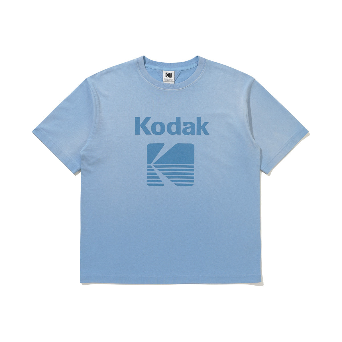 KODAK Flash Washing | Blur Washing Logo Semi-Oversized Short Sleeve T-Shirt — K6323WRSB1 BLU — image 1