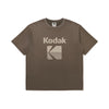 Flash Blur | Flash Washing Logo Semi-Oversized Short Sleeve T-Shirt - Brown