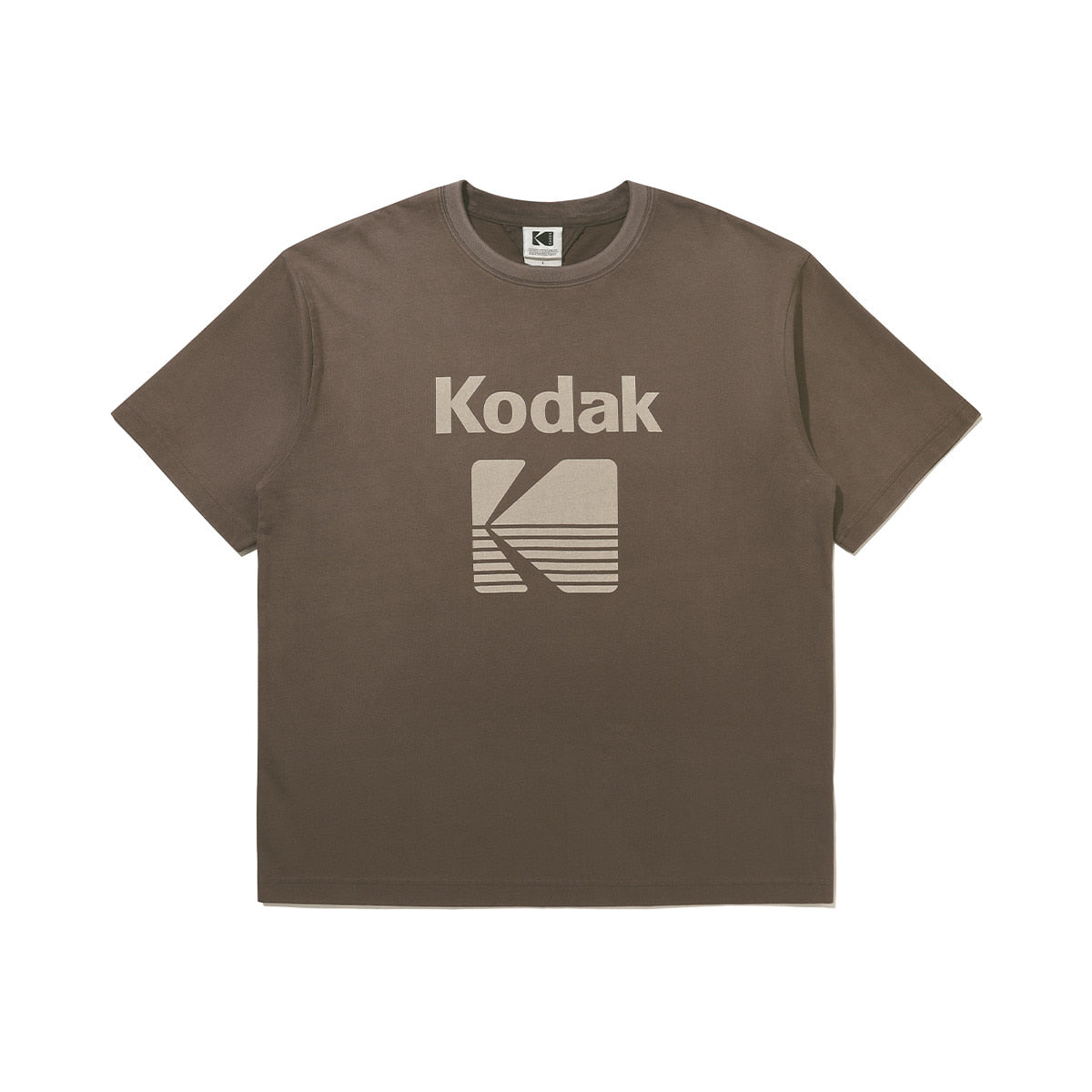 KODAK Flash Washing | Blur Washing Logo Semi-Oversized Short Sleeve T-Shirt — K6323WRSB1 BRW — image 4