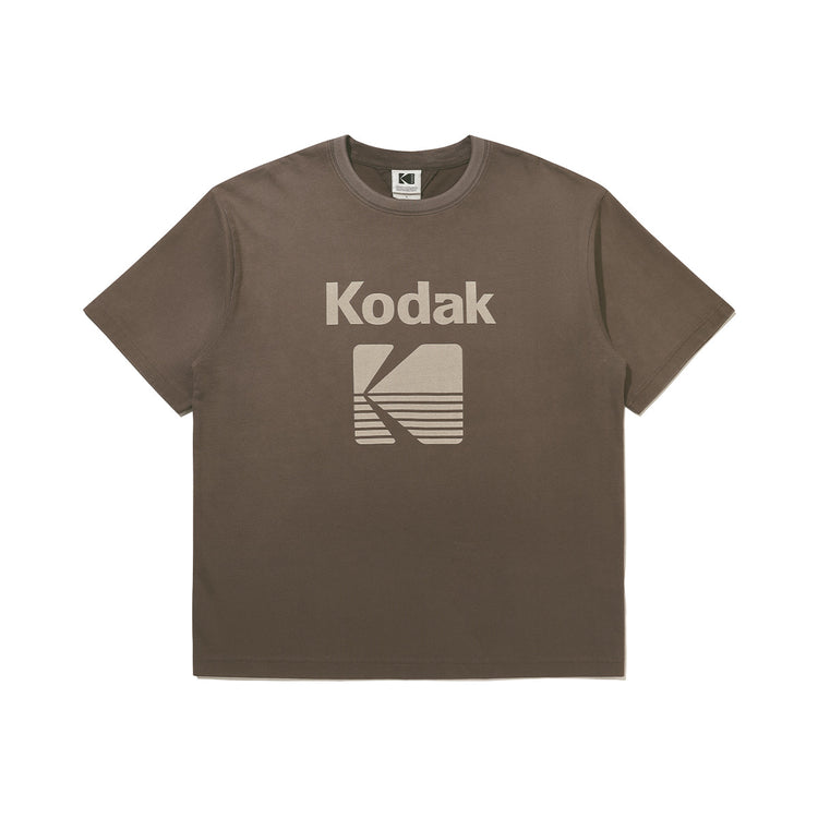 KODAK Flash Washing | Blur Washing Logo Semi-Oversized Short Sleeve T-Shirt — K6323WRSB1 BRW — image 4