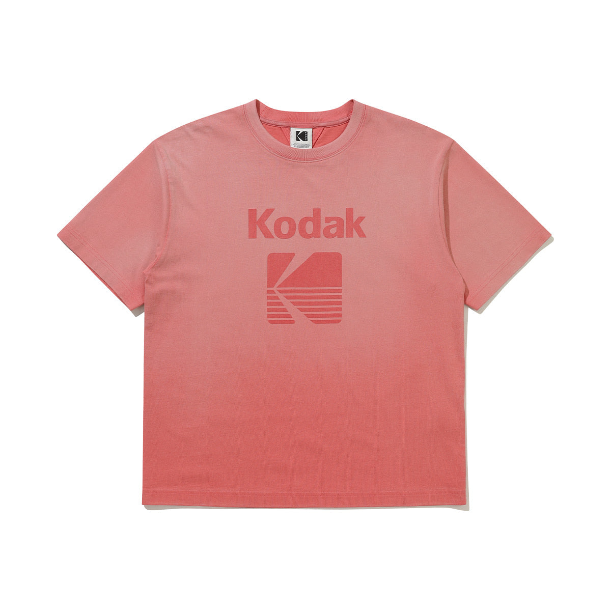 KODAK Flash Washing | Blur Washing Logo Semi-Oversized Short Sleeve T-Shirt — K6323WRSB1 PNK — image 10