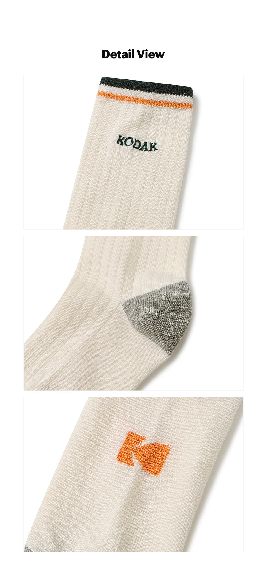 KODAK Double-Line Crew Socks — HQ detail photography