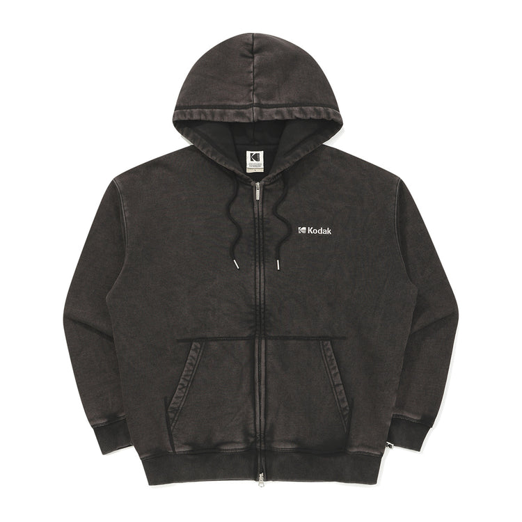Flash Wash | Vintage-Washed Brushed Zip-Up Hoodie